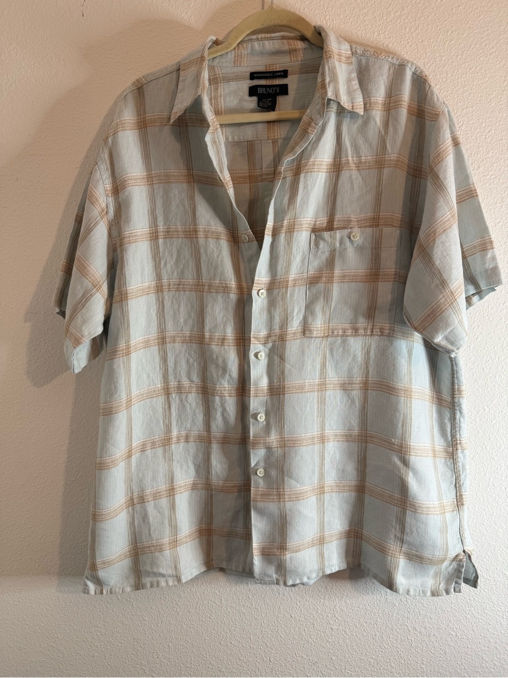VTG Bruno Men’s 100% Washable Linen Striped Shirt 2XL Big